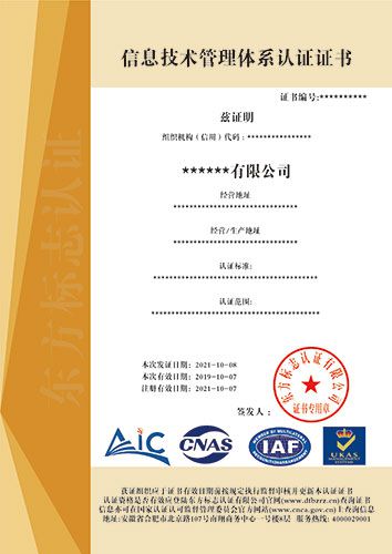 ISO20000信息技术管理体系认证